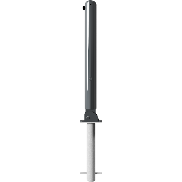 Ornamental bollard | Series 480B | � 82 mm | foldable, self-engaging lockfor casting in concrete, with hot-dip galvanized ground socket part-no. 470.60approx. 400 mm below ground | with triangular locking mechanism acc. with DIN 3223 | with 2 eyelets